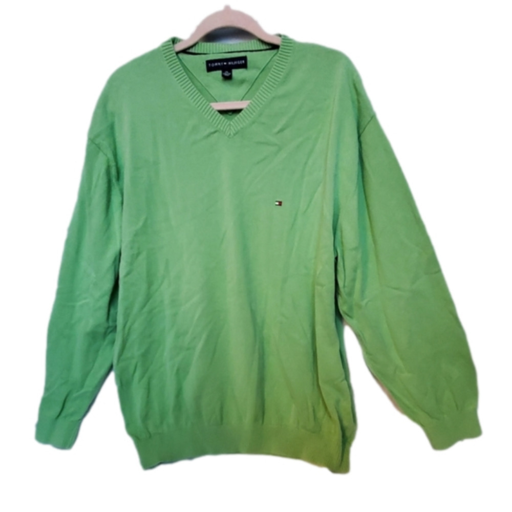 Tommy Hilfiger Green Long Sleeve V-Neck Shirt